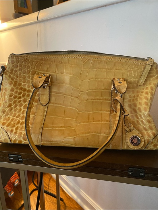 Dooney & Bourke Handbags - Dooney & Bourke Mustard Croc-Embossed Shoulder Bag